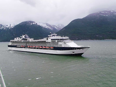 Celebrity Infinity departs Skagway, Alaska.