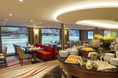 Enjoy lunch and dinner in the company of new friends in the main restaurant aboard AmaVida as you sail the scenic Douro River in Portugal. 