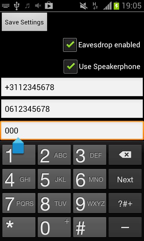 Android application Eavesdrop screenshort
