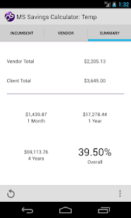 MS Savings Calculator Screen 2