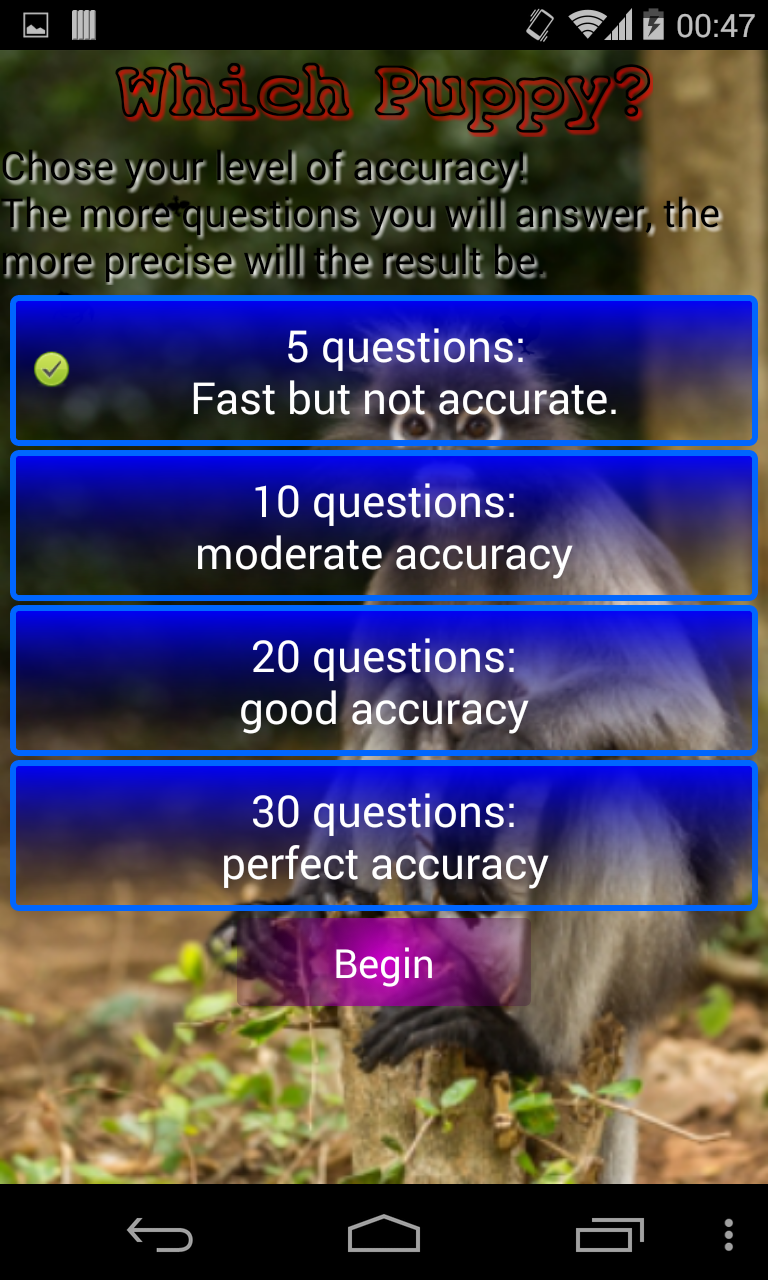 Which Pet? Screen 2