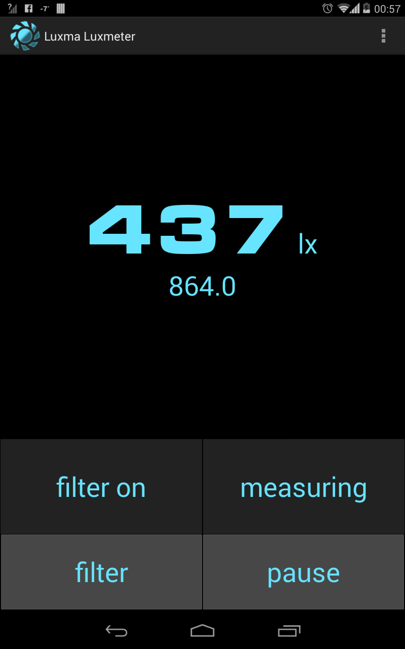 Android application Light Meter Luxma screenshort