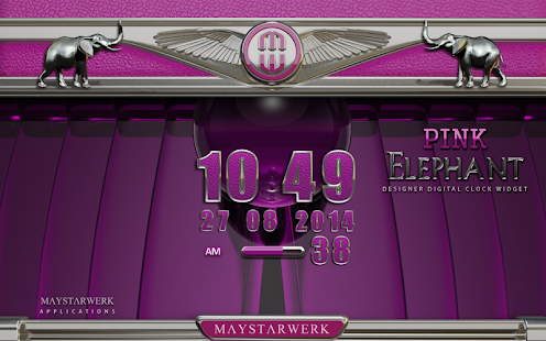 Clock Widget Pink Elephant - náhled