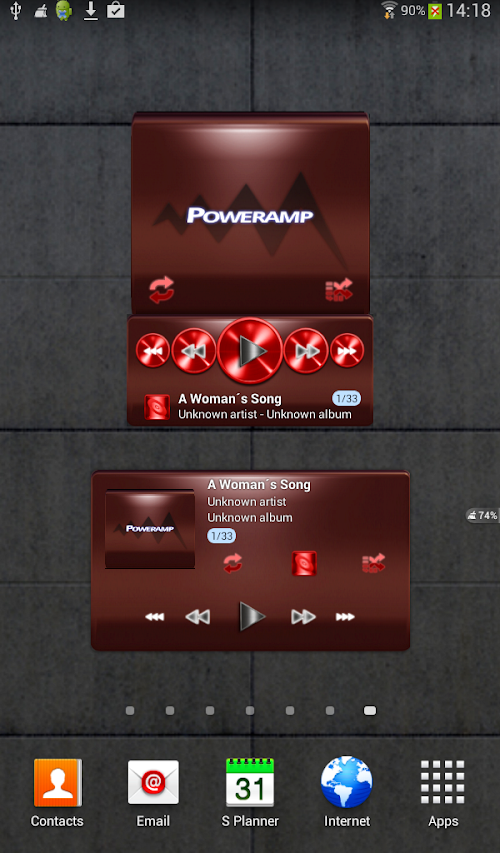 Android application Poweramp skin widget RED METAL screenshort