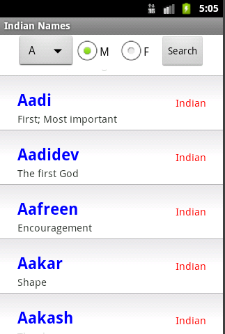 Indian Names Top List