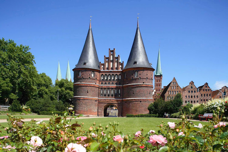 Landscape surrounding Holsten Gate in Lübeck, northeast of Germany, one of the most famous German buildings in the world.