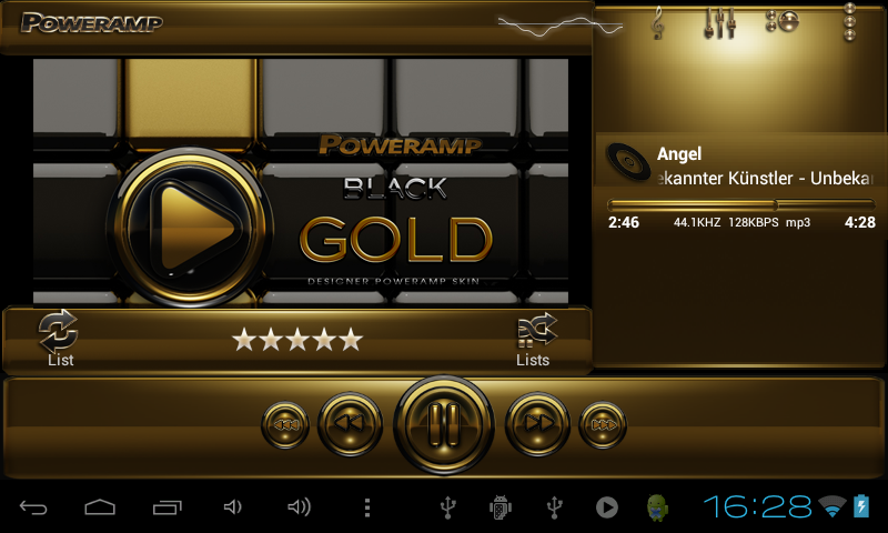 Poweramp skin Black Gold - screenshot