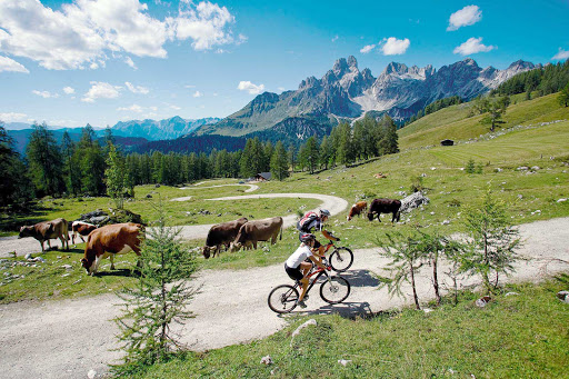 Mountain biking near Filzmoos in the Salzburg Province of Austria.