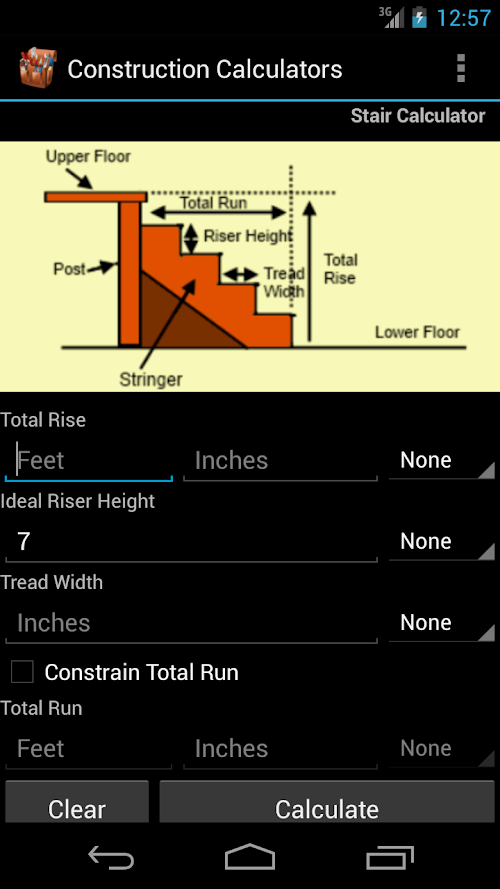 Android application Handy Construction Calculator screenshort