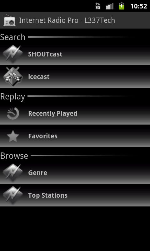 Android application Internet Radio Pro - L337Tech screenshort