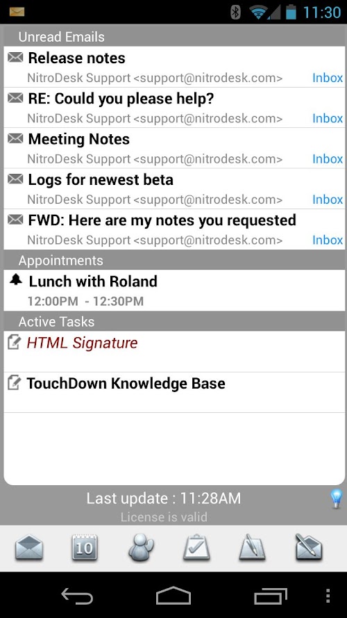 Android application TouchDown for Smartphones screenshort