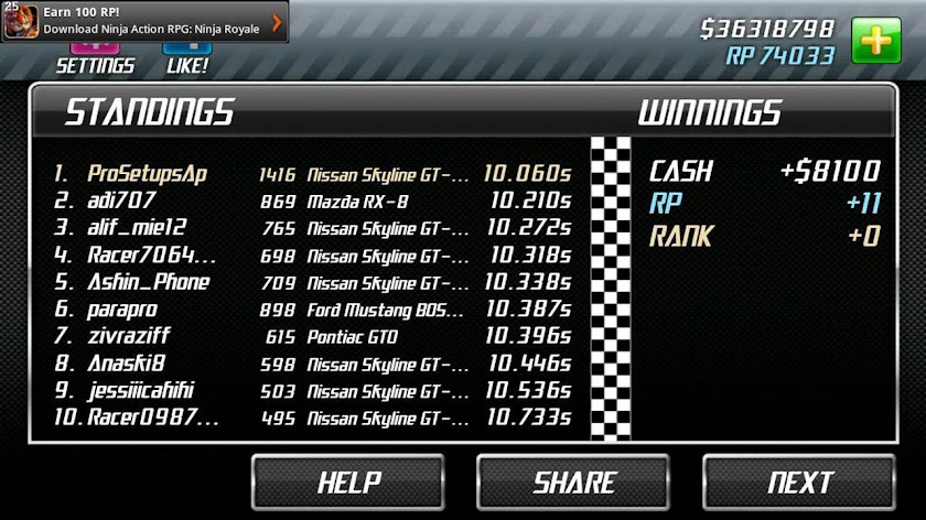 Drag Racing Pro Setups Screen 3