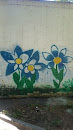 Blue Flowers Mural