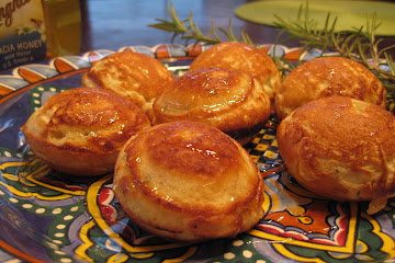 Ebelskivers with pecorino and honey