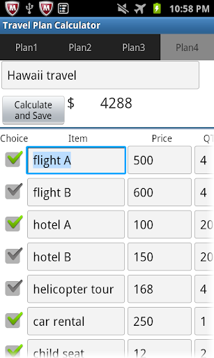 BOM like Travel Plan Calc