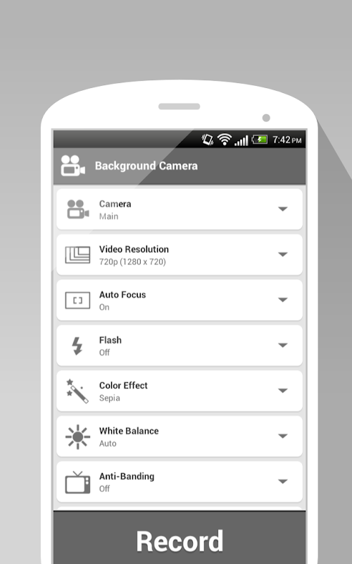 Android application Background Camera screenshort