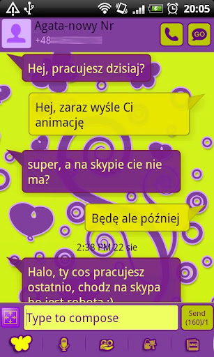 GO SMS Pro Purple Yellow Theme