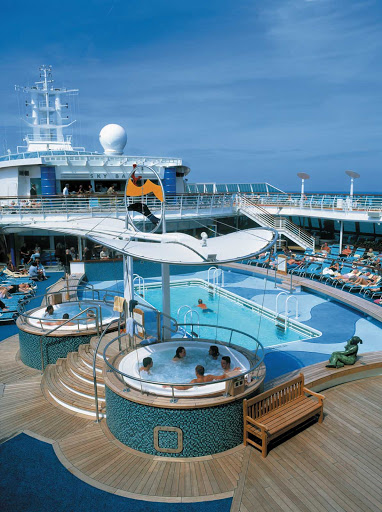 Brilliance-of-the-Seas-whirlpools - Brilliance of the Seas has three pools, three whirlpools and endless fun. 