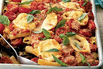 Baked rigatoni with aubergine & mozzarella