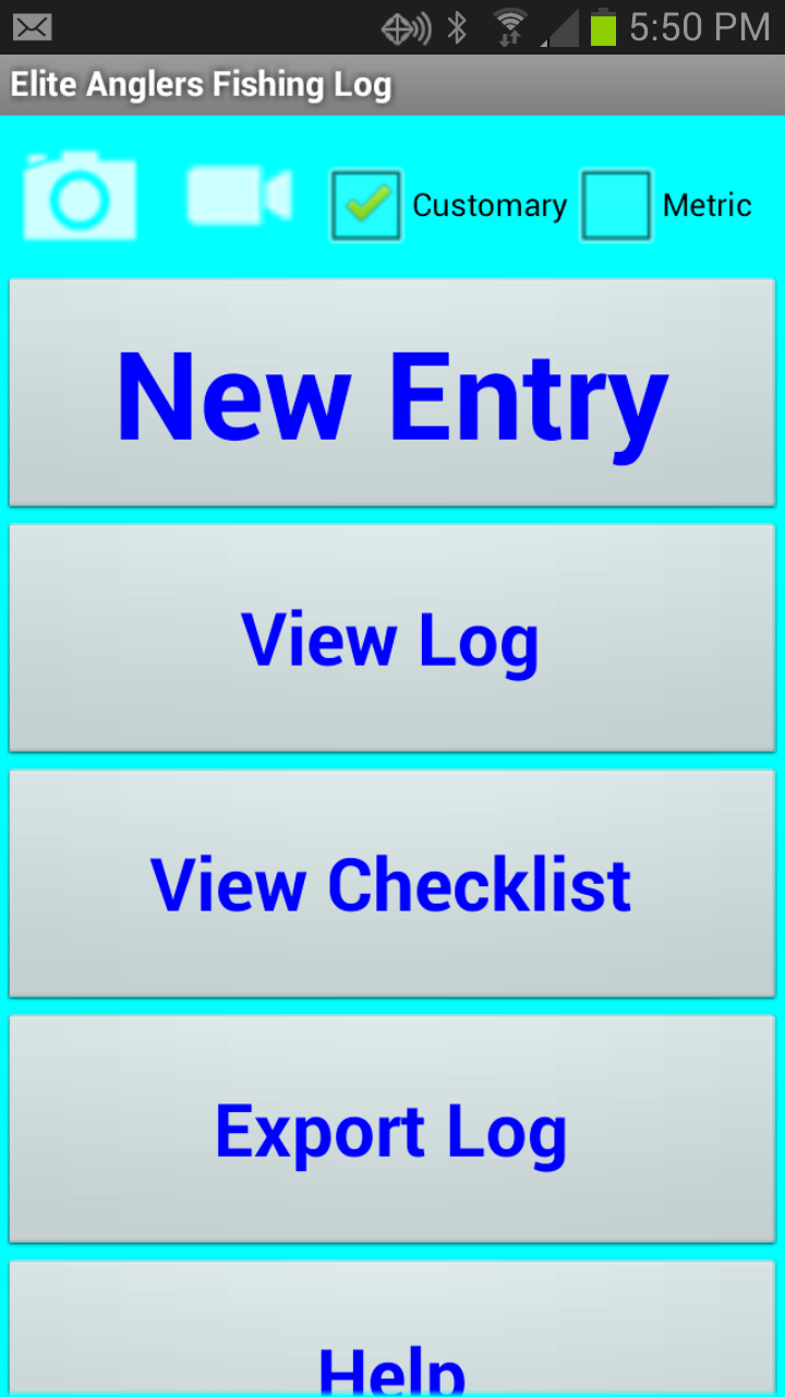 Elite Anglers Fishing Log Screen 1