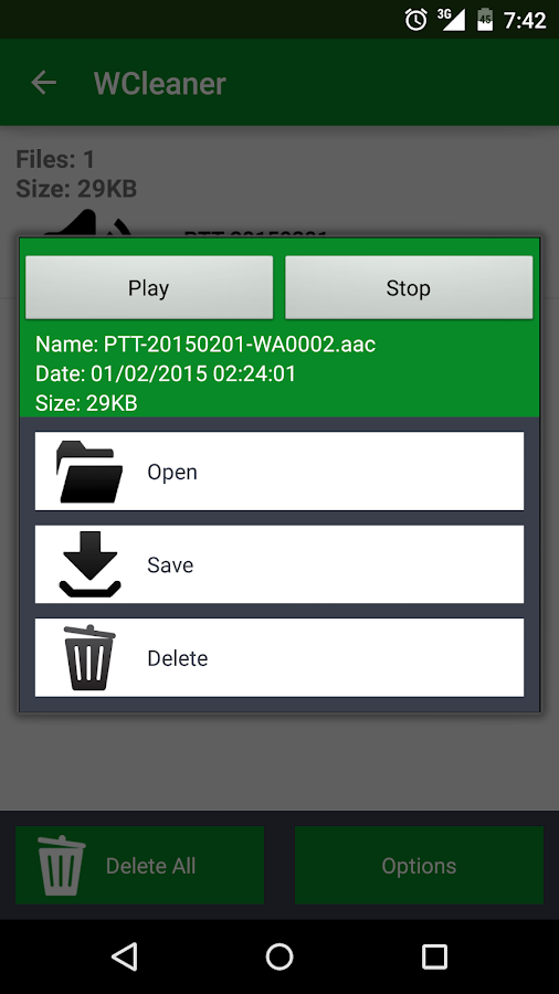 WCleaner per WA - screenshot