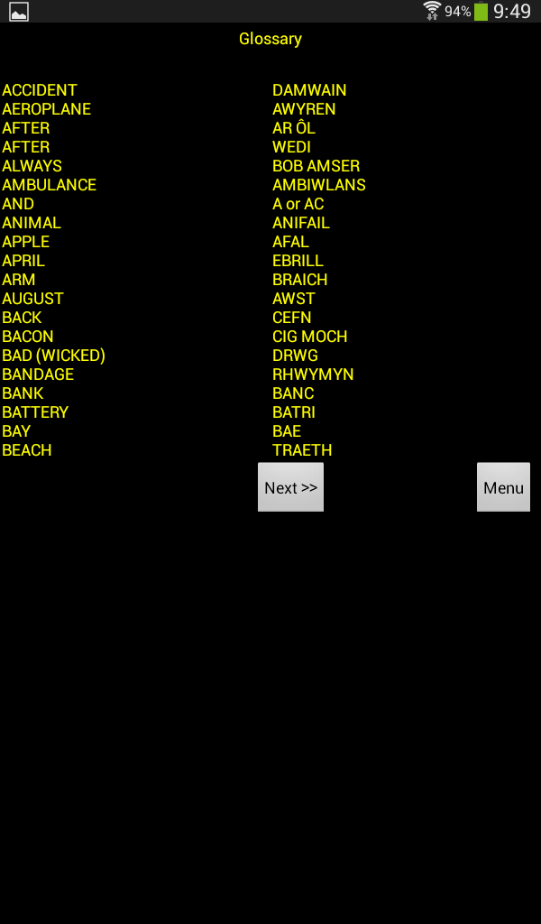 Linkword Welsh Beginners Screen 2