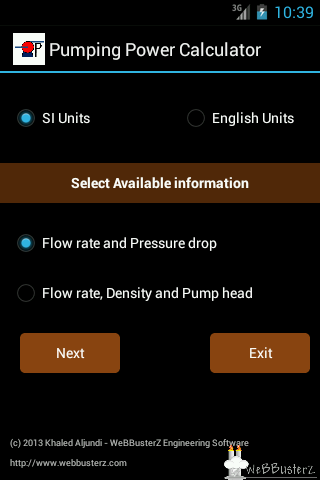 Pumping power calculator