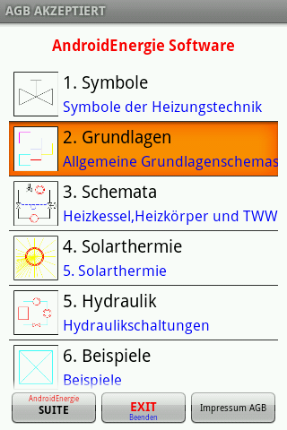 Android application Tabellenbuch Heizungstechnik screenshort