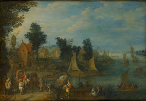 RIJKS: Joseph van Bredael: Village on the Bank of a River 1723