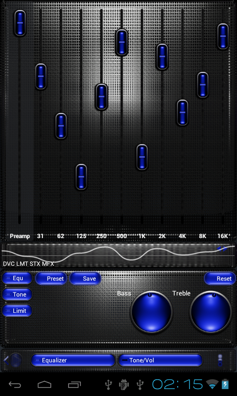 Poweramp skin TITAN DBLUE GRID Screen 2