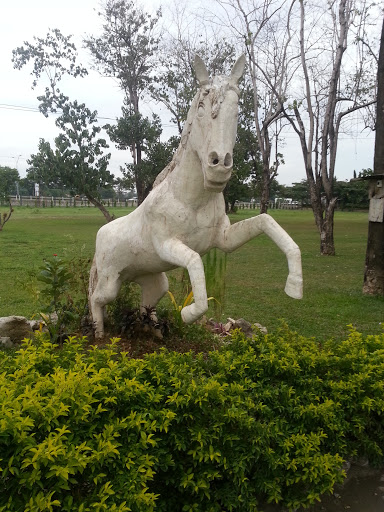 Prancing White Stallion Sculpture