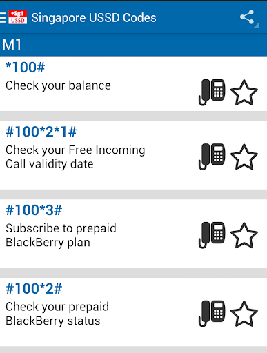 Singapore USSD Codes