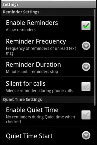 Missed Text Reminder Screen 2