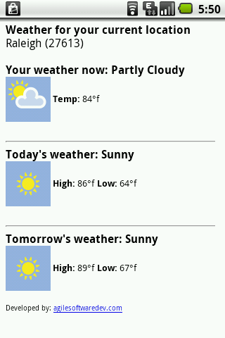 Android application Weather Now! screenshort