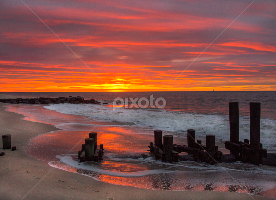 Breaking surf and sun by Deborah Felmey - Landscapes Beaches