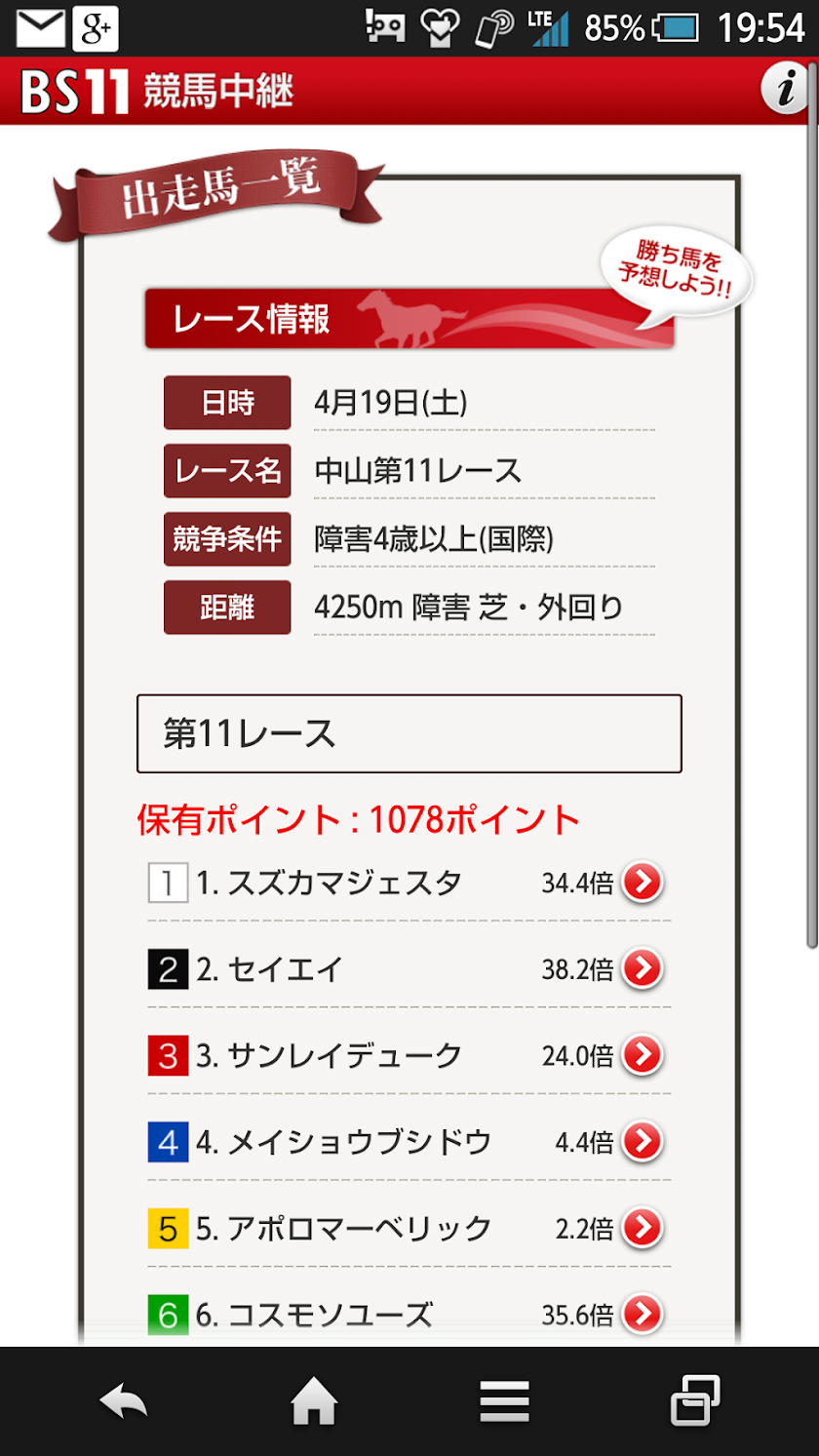 BSイレブン競馬中継 Screen 2