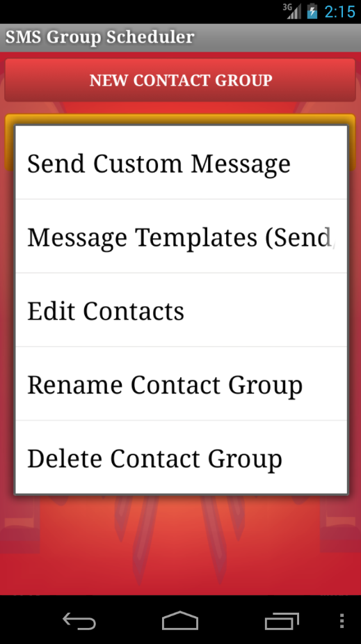 SMS Group Scheduler Screen 3