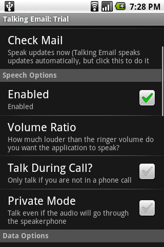 Android application Talking Email screenshort