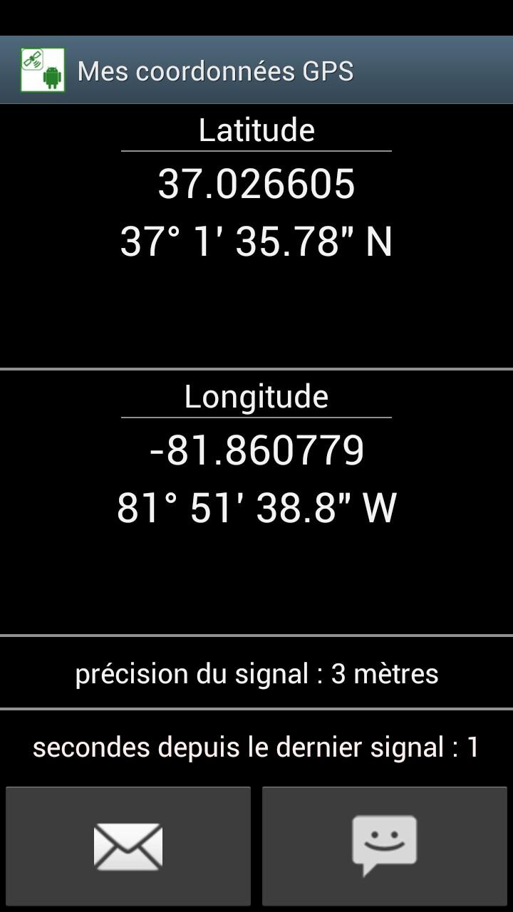 Android application My GPS Coordinates screenshort