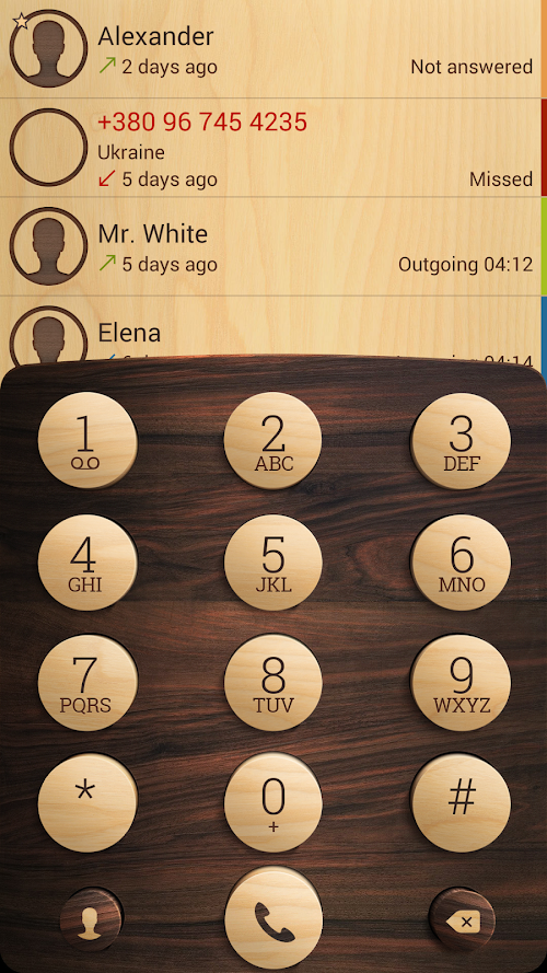Android application Theme for ExDialer Wooden screenshort