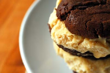 Chocolate and peanut-butter ice-cream sandwiches