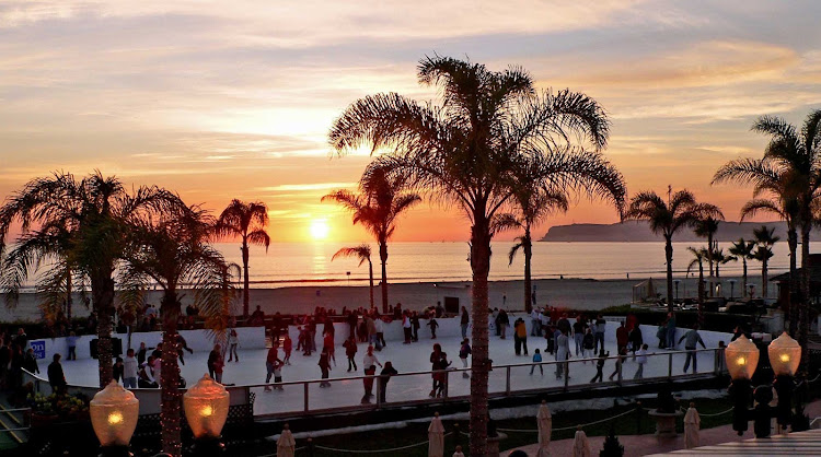 Holiday Ice Skating Rink at the Hotel Del Coronado near San Diego.