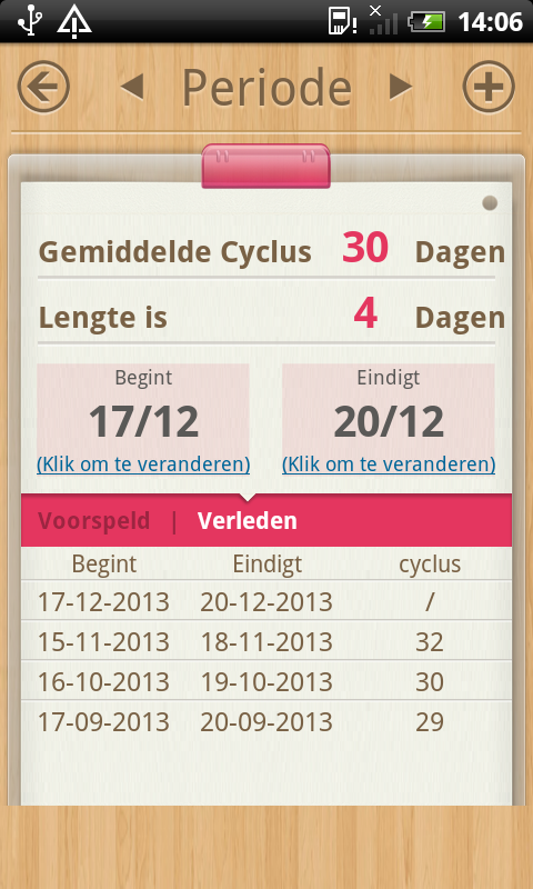 Cyclus kalender Period Tracker - screenshot