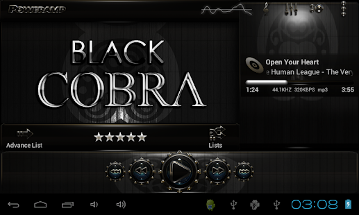 Cobra HD Poweramp skin theme - screenshot thumbnail
