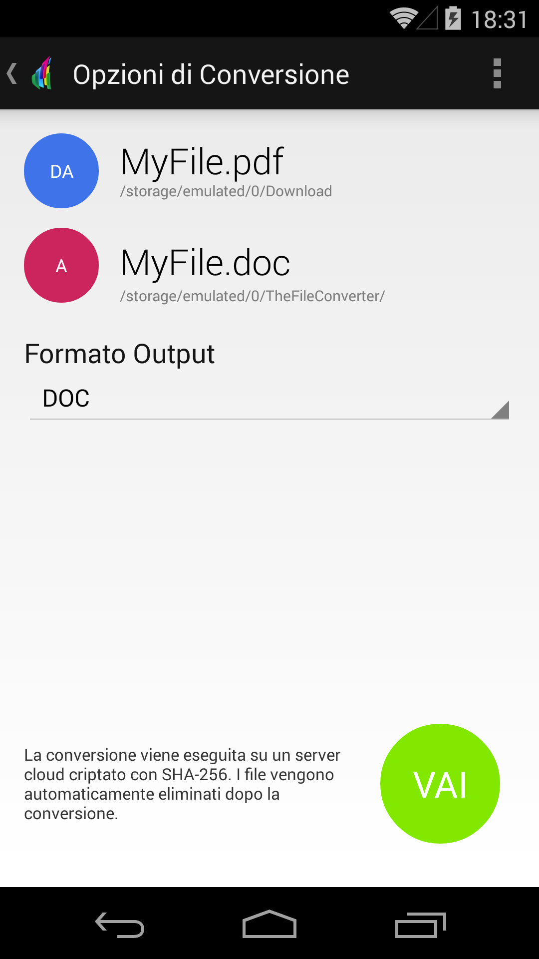 Android application The File Converter PRO screenshort