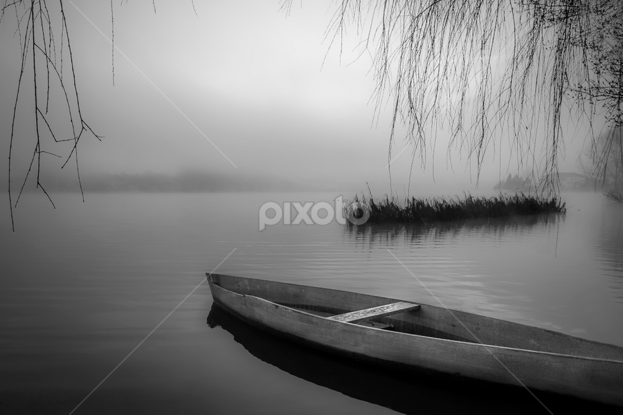 Serenity at Sunrise by Paulo Veiga - Black & White Landscapes