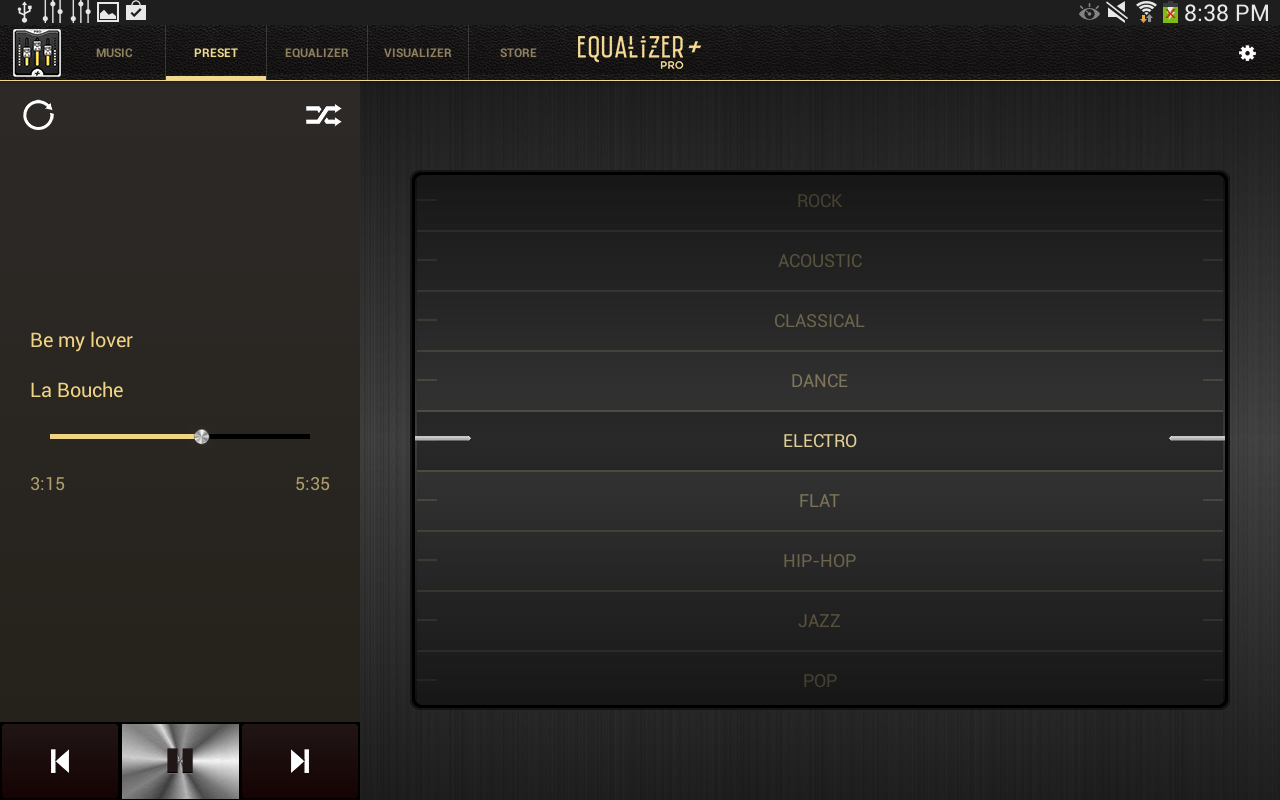 Ecualizador + Pro (Music Player) - pantalla