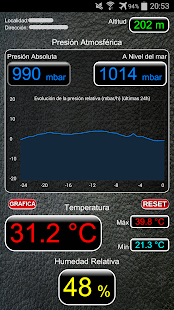 Captura de pantalla de la aplicacion Android MeteoStation