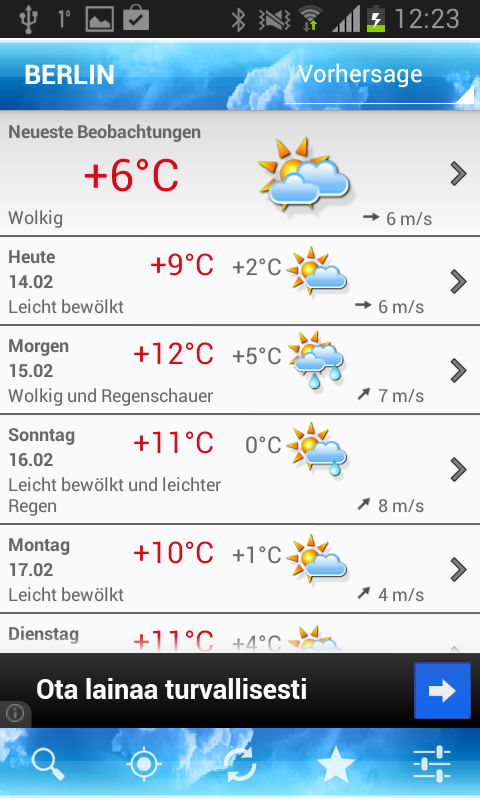 Android application Foreca Weather screenshort