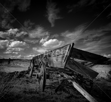 Buckboard on a Prarie by Gary Hanson - Black & White Objects & Still Life